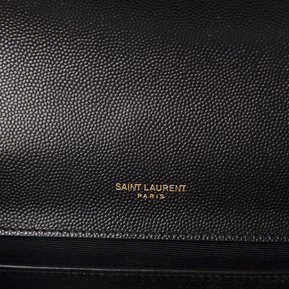 Saint Laurent Grain De Poudre Textured Mixed Matelasse Triquilt Medium Monogram Satchel Black 9 of 12