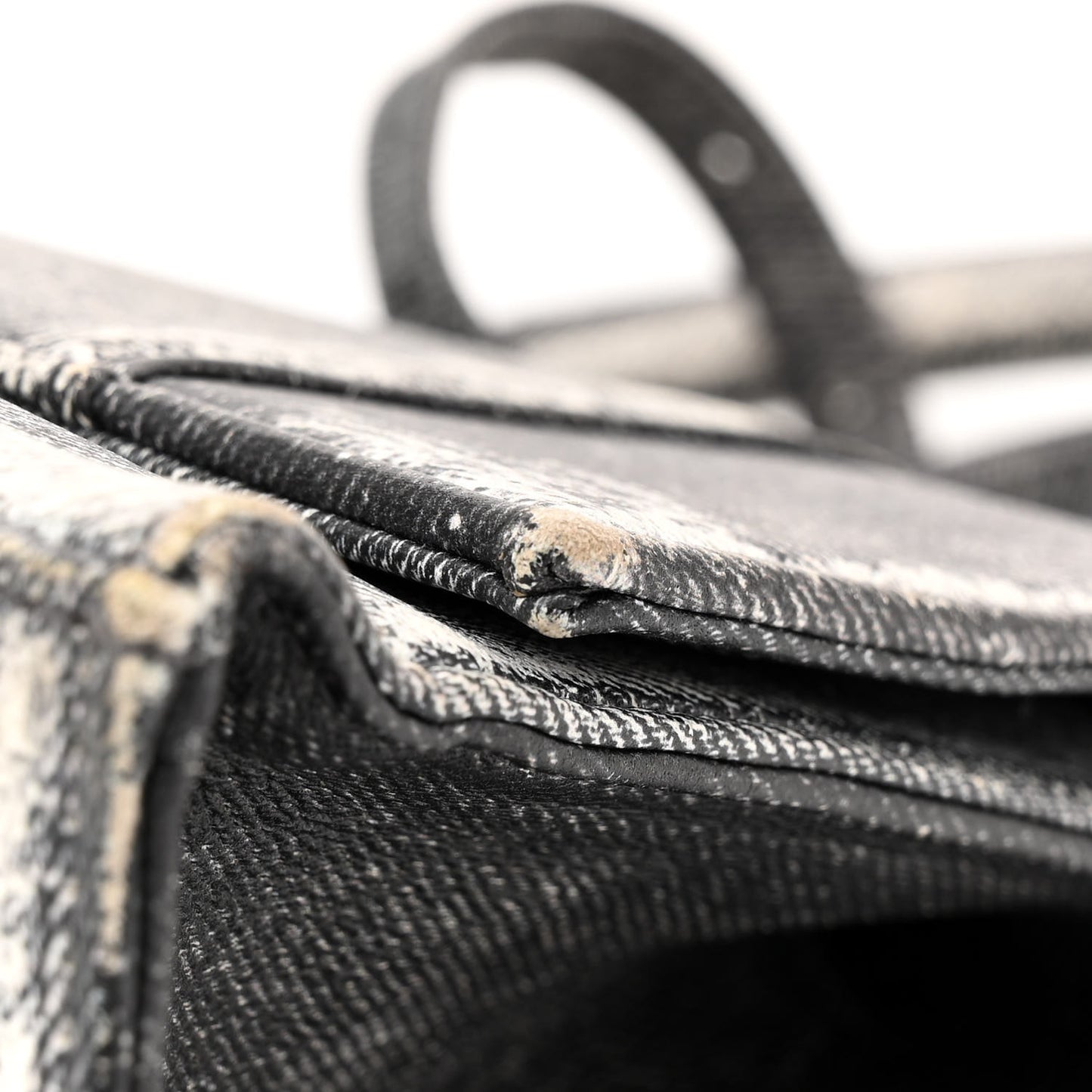 Nappa Denim Printed Small Hourglass Top Handle Bag Black