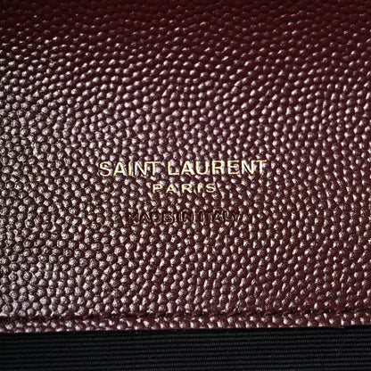 Saint Laurent Grain De Poudre Matelasse Chevron Monogram Envelope Clutch Rouge Legion 6 of 11