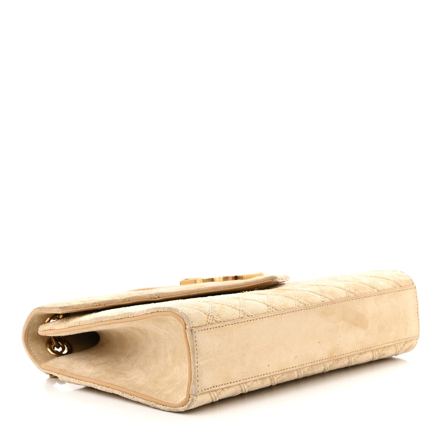 Suede Mixed Matelasse Triquilt Medium Monogram Envelope Satchel Sea Salt