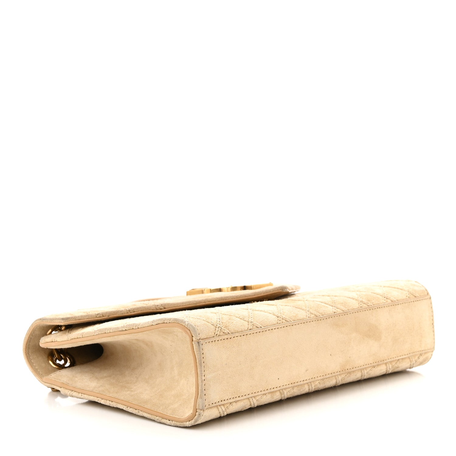 Saint Laurent Suede Mixed Matelasse Triquilt Medium Monogram Envelope Satchel Sea Salt 4 of 17