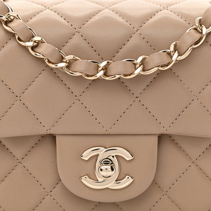 Chanel Lambskin Quilted Mini Rectangular Flap Dark Beige 8 of 11