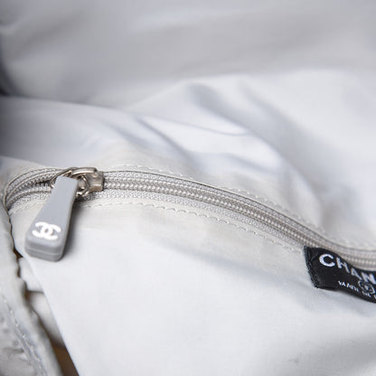 Chanel Nylon Calfskin CC Backpack White Gray 18 of 25