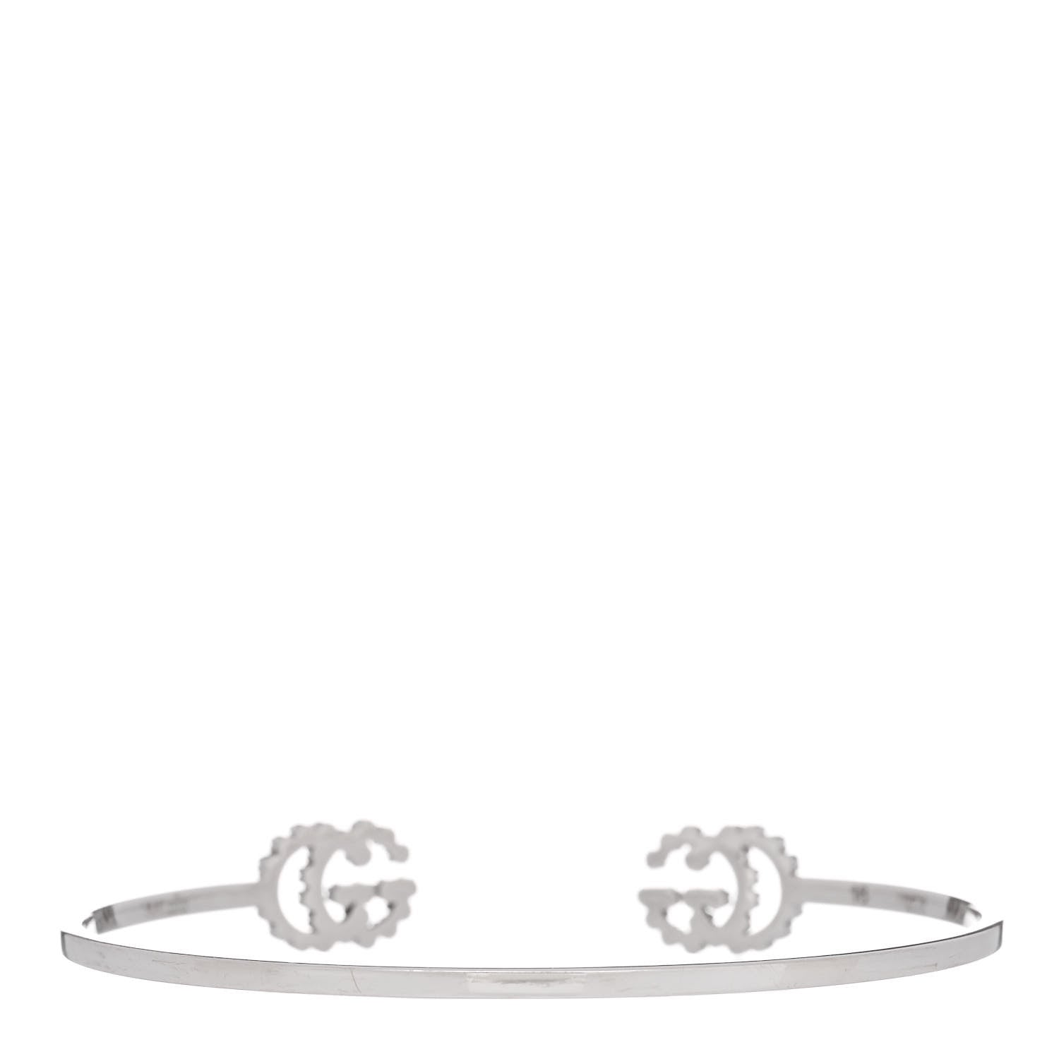 Gucci 18K White Gold Diamond GG Running Cuff Bracelet 2 of 4