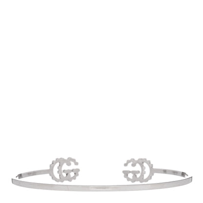 Gucci 18K White Gold Diamond GG Running Cuff Bracelet 2 of 4