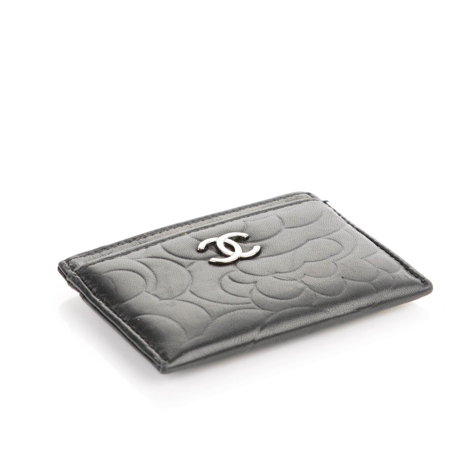 Chanel Lambskin Camellia Embossed Card Holder Black 4 of 6