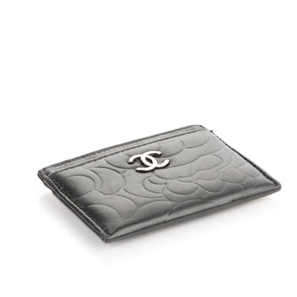 Chanel Lambskin Camellia Embossed Card Holder Black 4 of 6