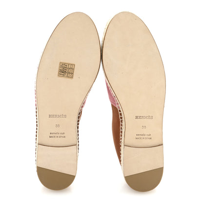 Hermes Suede Goatskin Womens Joven Espadrilles 38 Rose De Venise Gold 6 of 9