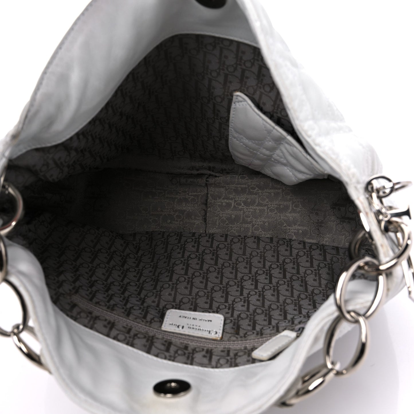 Lambskin Cannage Small Dior Soft Hobo White
