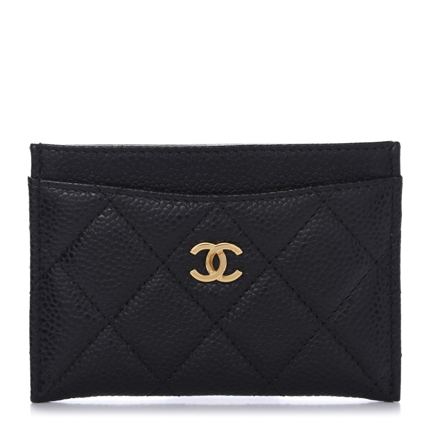 Caviar Quilted Card Holder Black