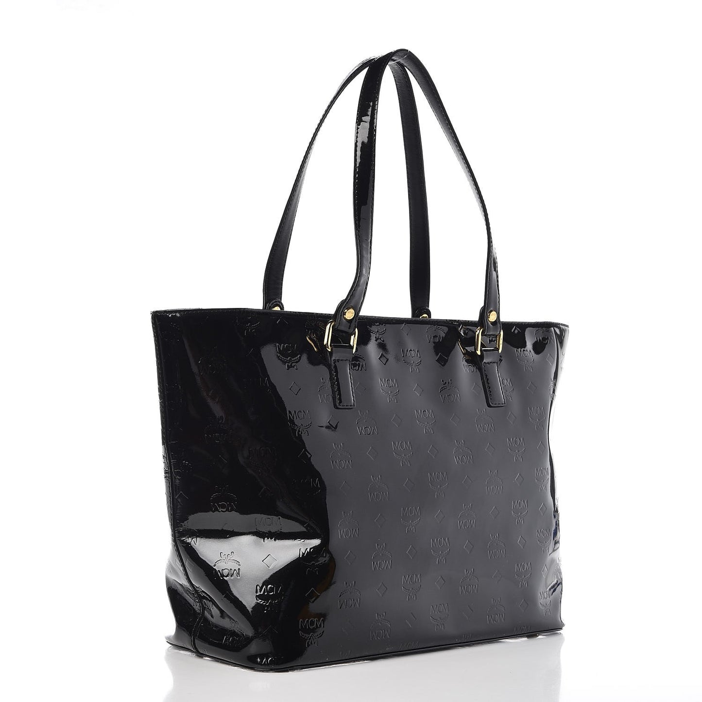 Monogram Patent Shopping Tote Black