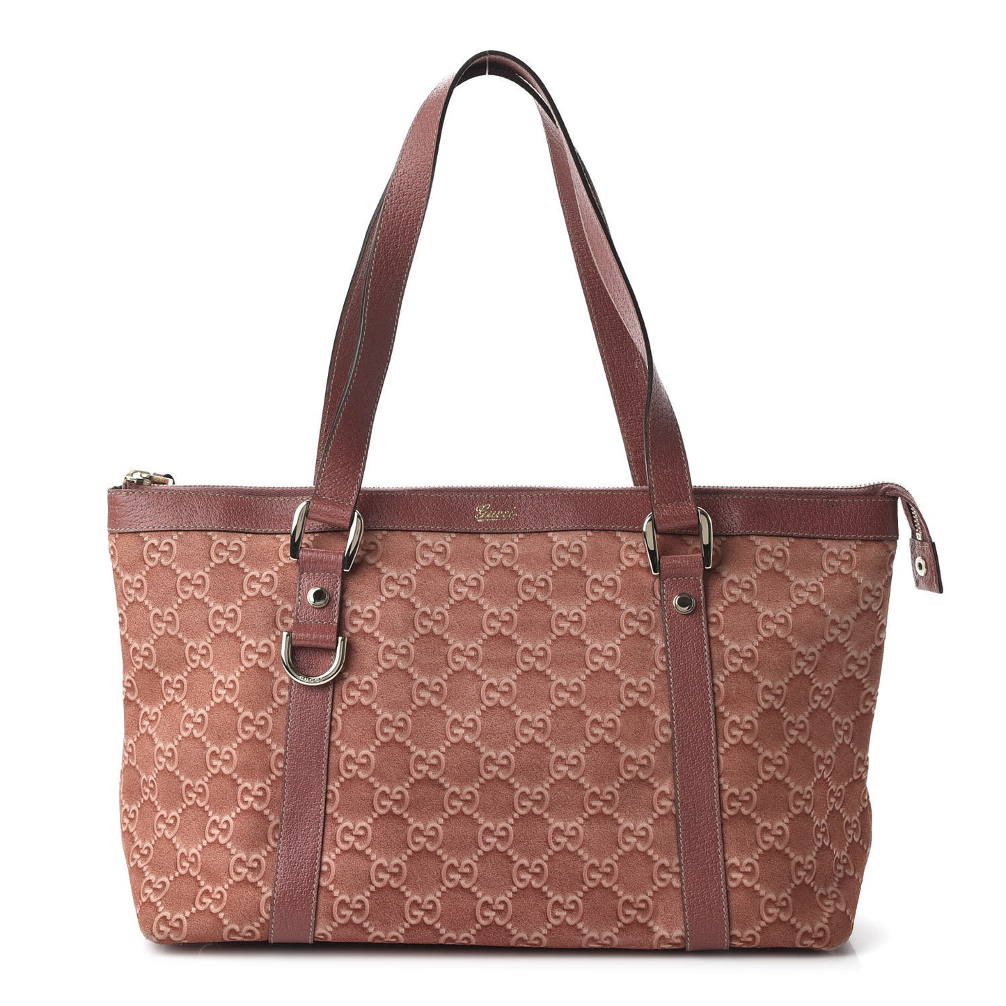 Suede Guccissima Abbey Tote Pink
