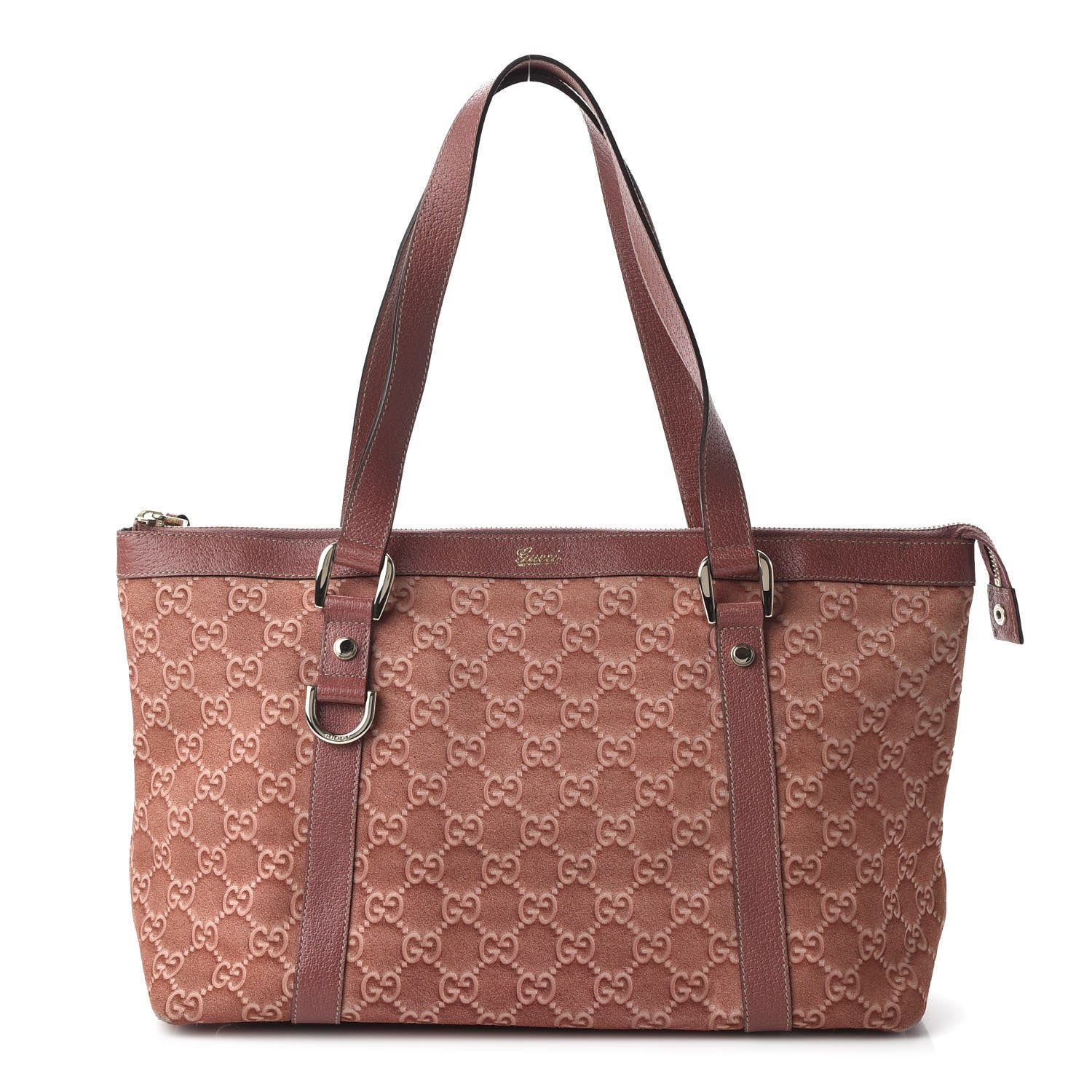 Gucci Suede Guccissima Abbey Tote Pink 1 of 10