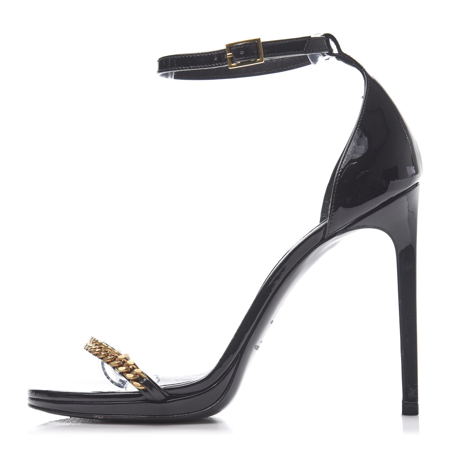 Patent Calfskin Chain Jane 110 Ankle Strap Sandals 37 Black