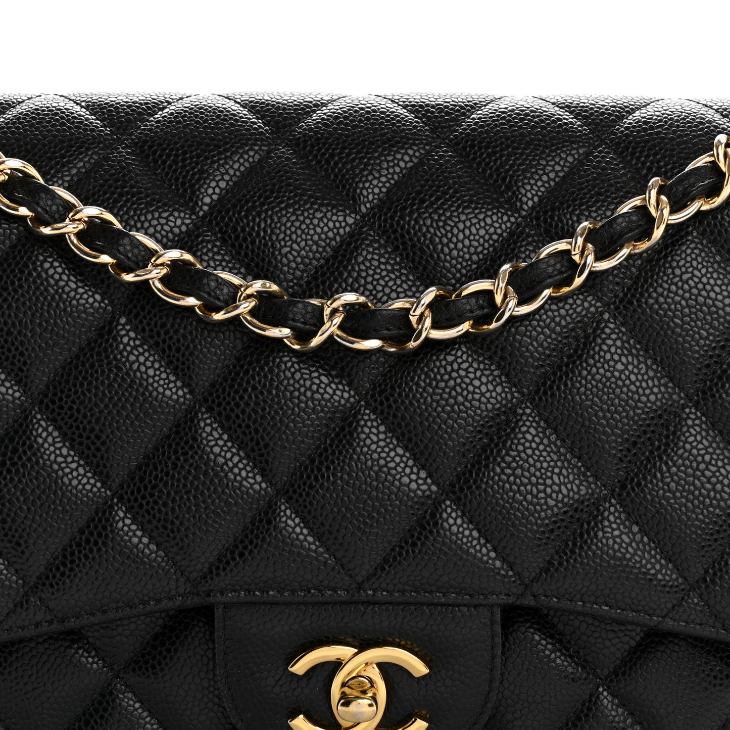 Caviar Quilted Jumbo Double Flap Black
