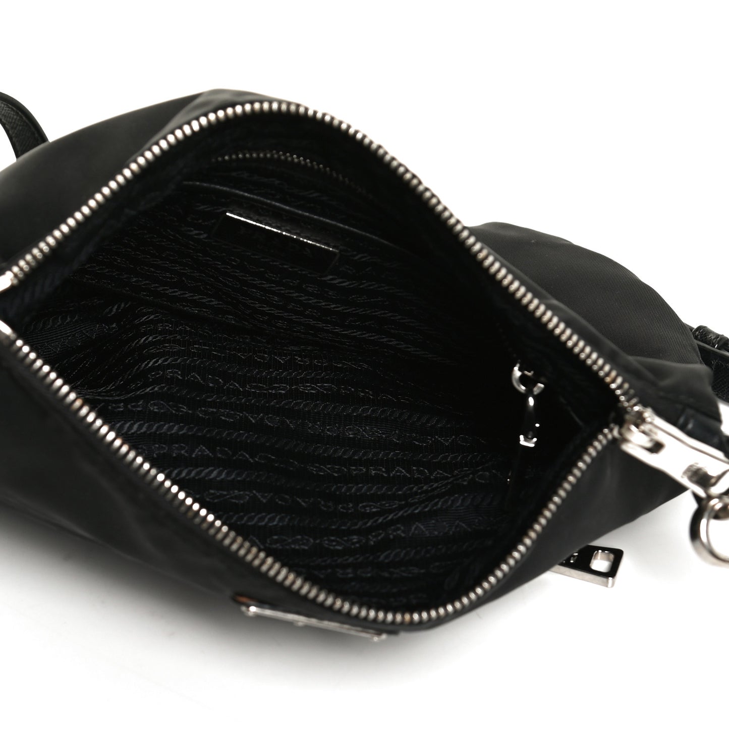 Tessuto Nylon Saffiano Flat Messenger Bag Black