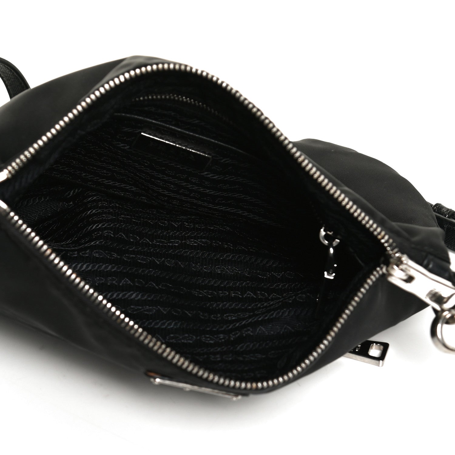 Prada Tessuto Nylon Saffiano Flat Messenger Bag Black 4 of 11
