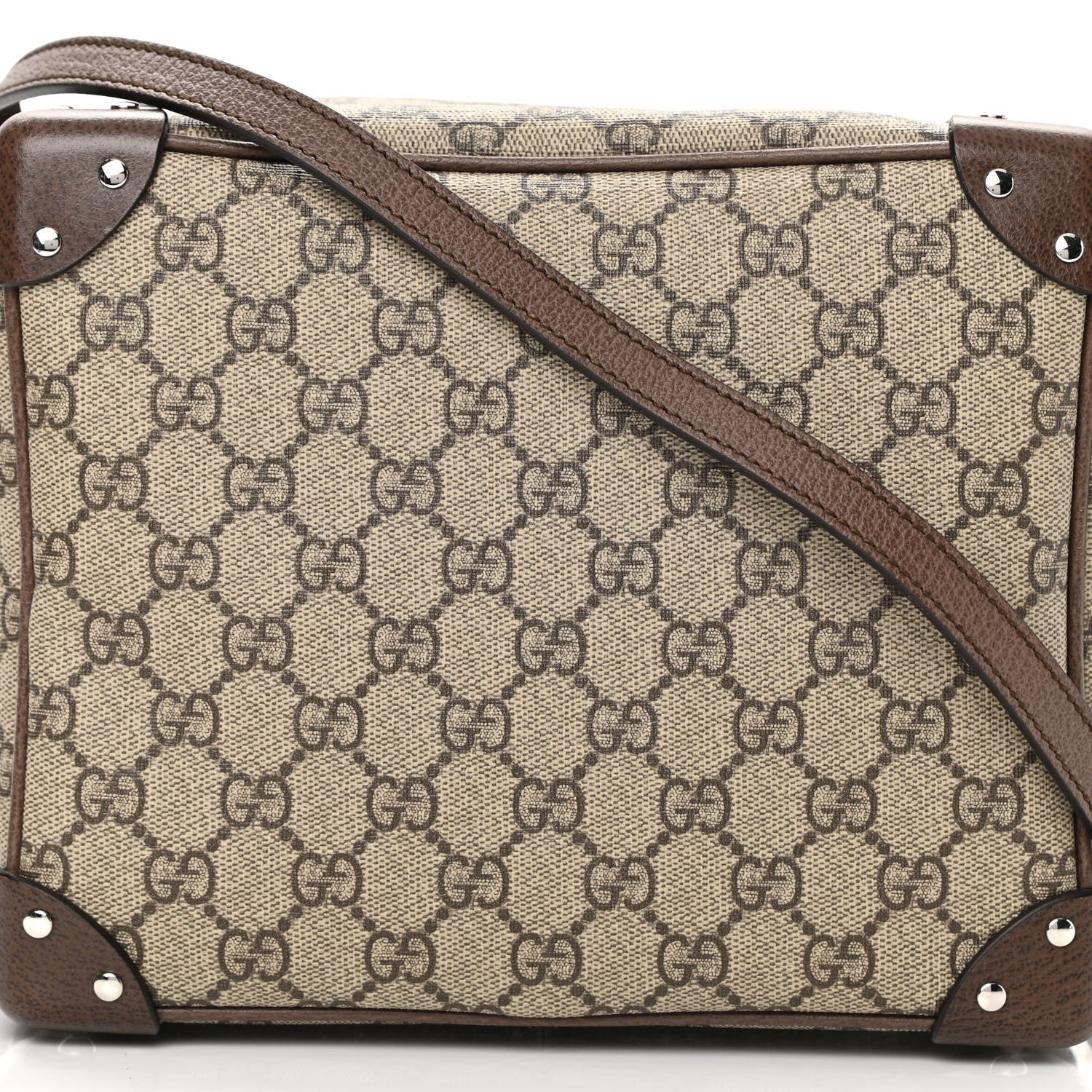 Gucci GG Supreme Monogram Textured Calfskin Square Messenger Bag Beige Ebony New Acero 8 of 11