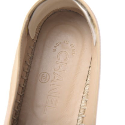 Chanel Lambskin CC Espadrilles 38 Beige Black 8 of 10