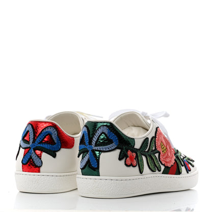 Gucci Calfskin Web Floral Embroidered Ace Sneakers 39.5 White 4 of 9