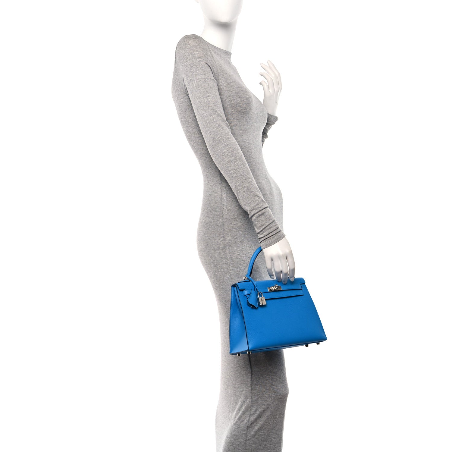 Hermes Epsom Kelly Sellier 25 Bleu Frida 2 of 12