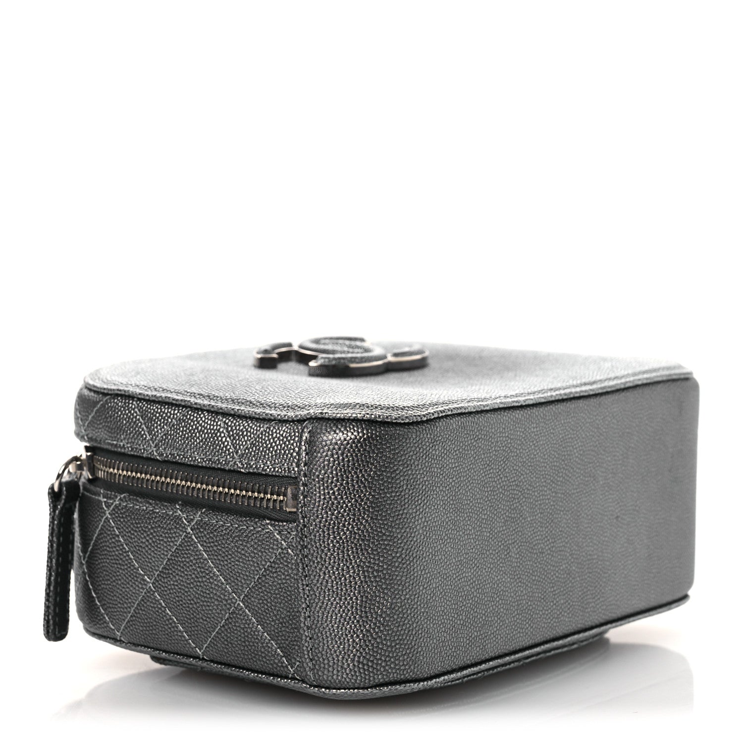 Chanel Metallic Caviar Small Coco Curve Vanity Bag Navy Blue Silver 4 of 12