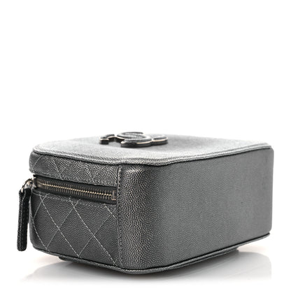Chanel Metallic Caviar Small Coco Curve Vanity Bag Navy Blue Silver 4 of 12