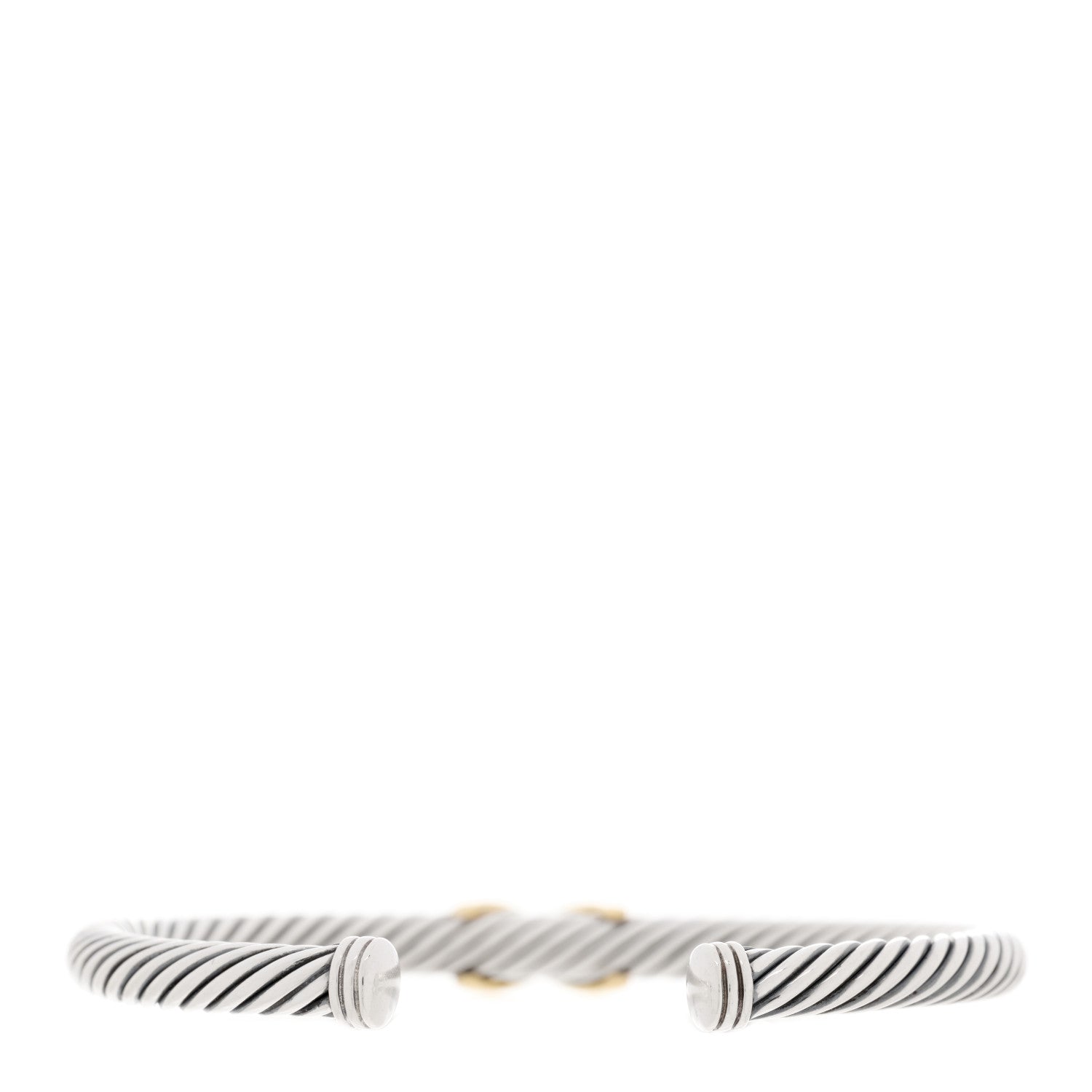 David Yurman Sterling Silver 14K Yellow Gold 5mm X Station Cable Bracelet 2 of 3