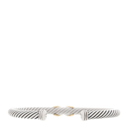 David Yurman Sterling Silver 14K Yellow Gold 5mm X Station Cable Bracelet 2 of 3