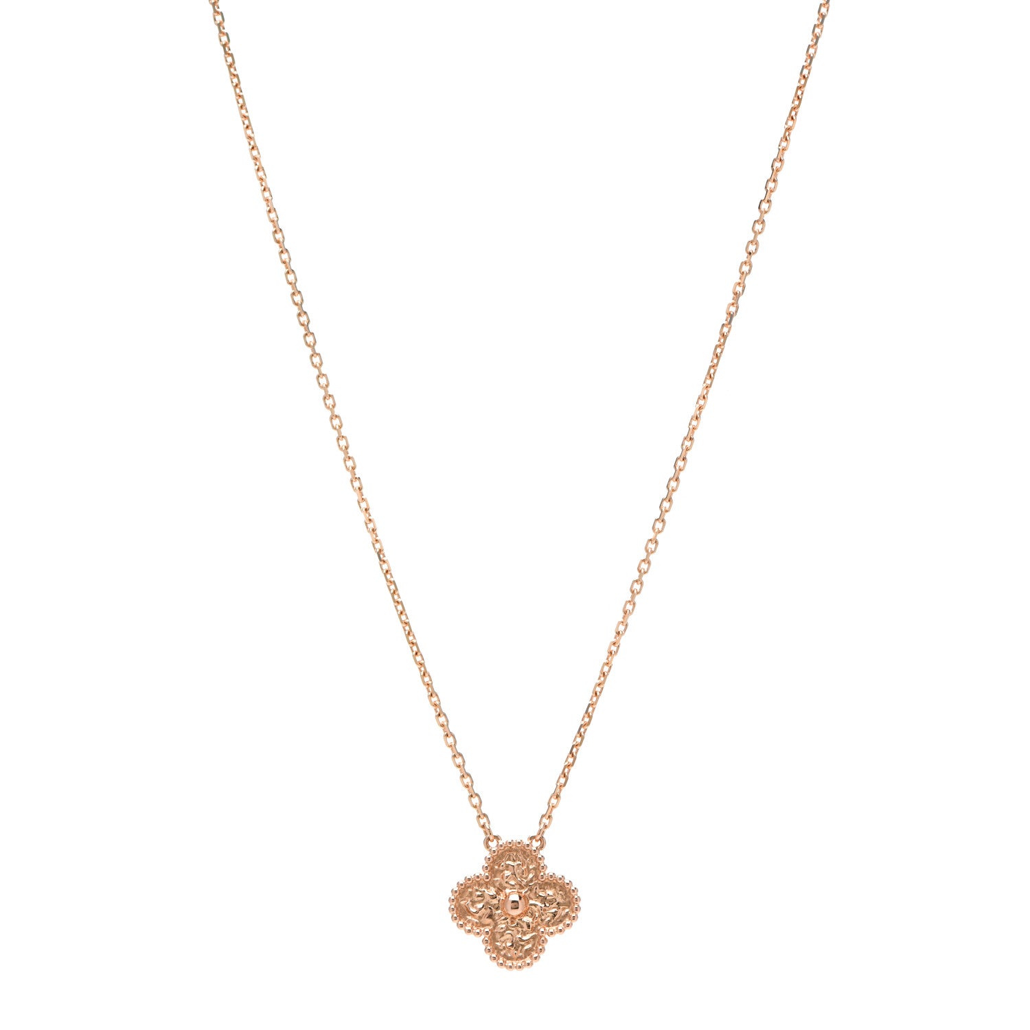 Van Cleef & Arpels 18K Rose Gold Vintage Alhambra Pendant Necklace 1 of 6
