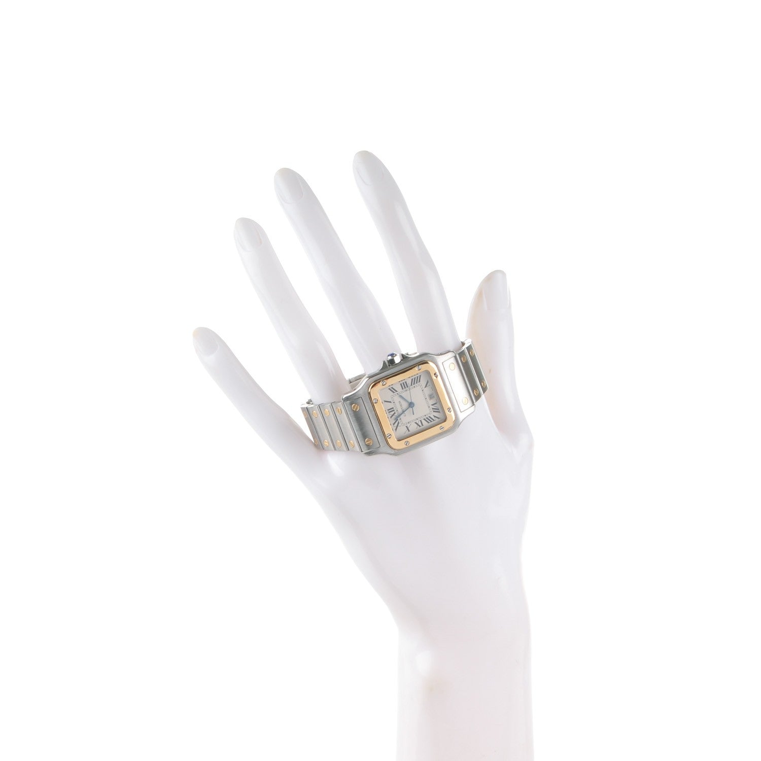 Cartier Stainless Steel 18K Yellow Gold 29mm Santos De Galbee Quartz Watch 2 of 6