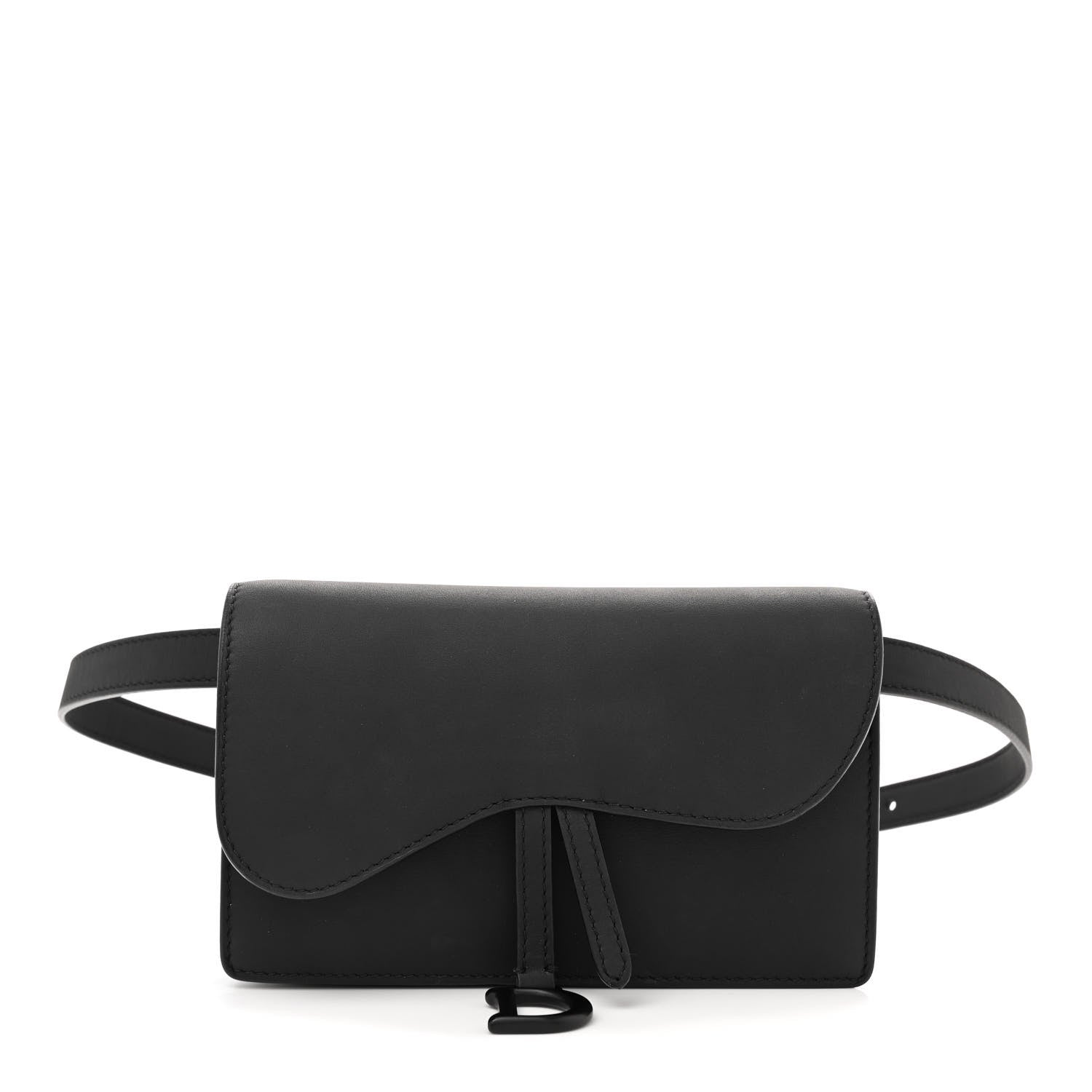 Christian Dior Ultra Matte Calfskin Saddle Belt Clutch Black 1 of 11