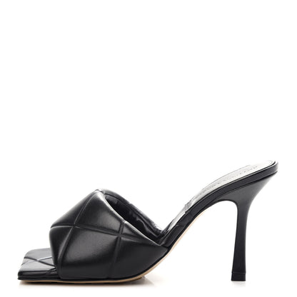 Bottega Veneta Nappa Quilted Rubber Lido Mule Sandals 37.5 Black 1 of 10
