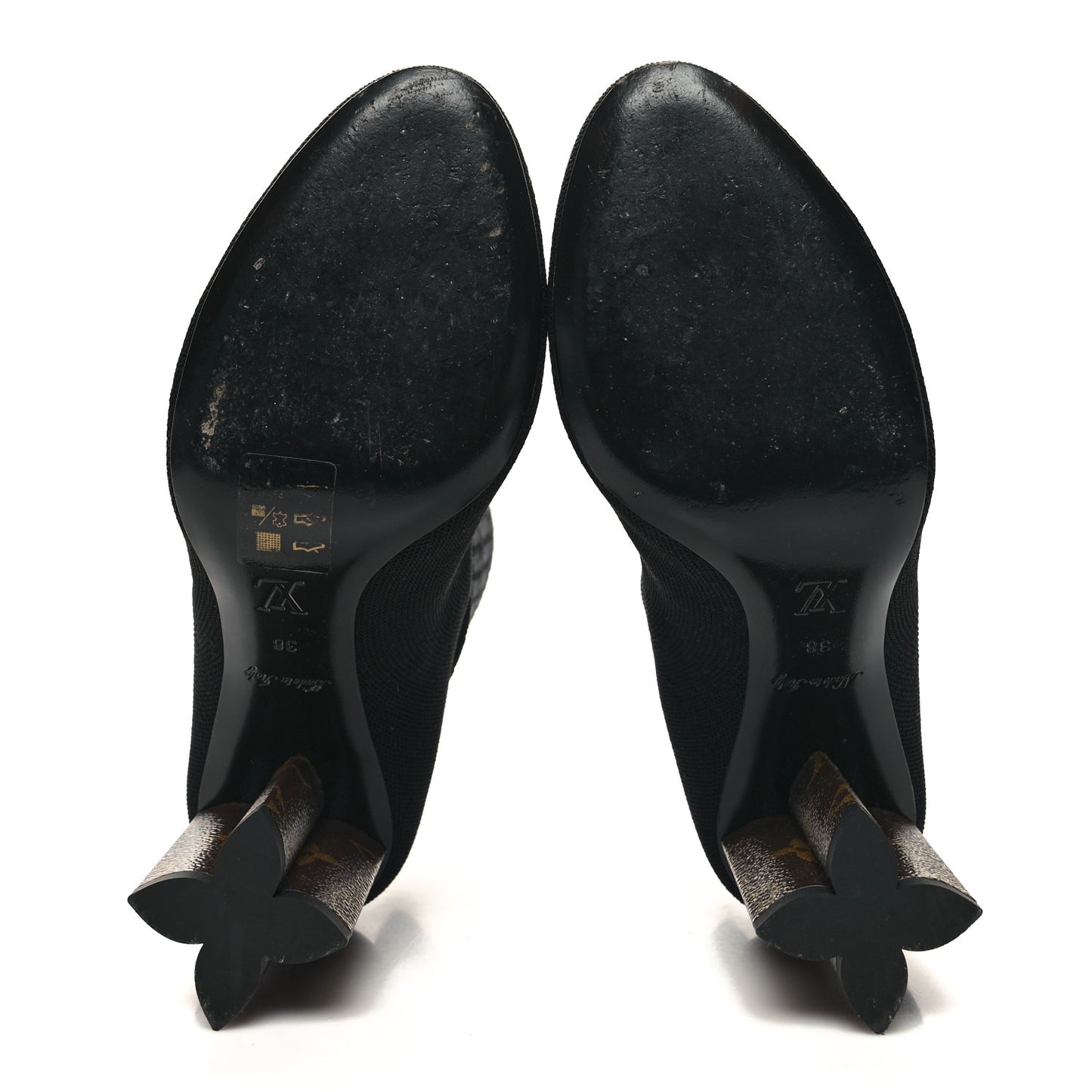 Monogram Stretch Fabric Silhouette Ankle Boots 38 Black