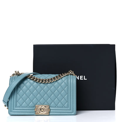 Chanel Caviar Quilted Medium Boy Flap Light Blue 10 of 10
