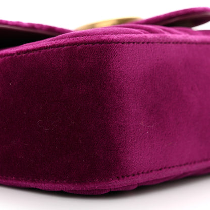 Gucci Velvet Matelasse Mini GG Marmont Shoulder Bag Fuchsia Violet Cyclamen 9 of 14