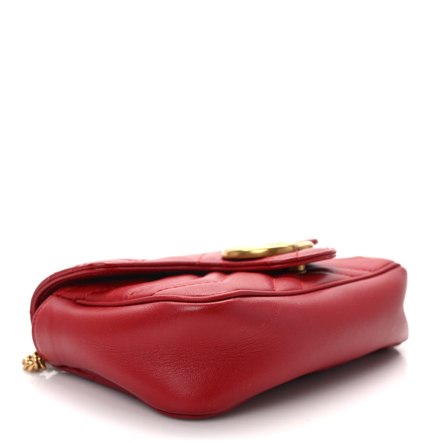 Gucci Calfskin Matelasse Super Mini GG Marmont Shoulder Bag Hibiscus Red 4 of 14