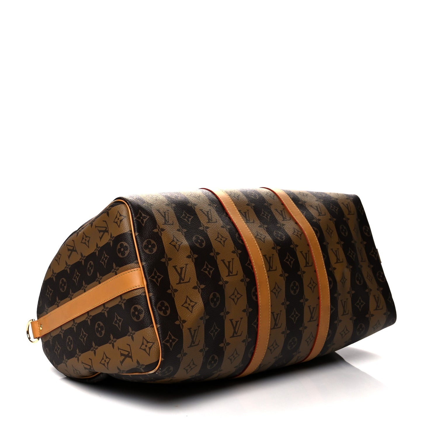 X NIGO Reverse Monogram Stripe Keepall Bandouliere 50 Brown