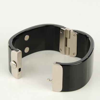 Chanel Resin Baguette Crystal CC Cuff Black 4 of 5
