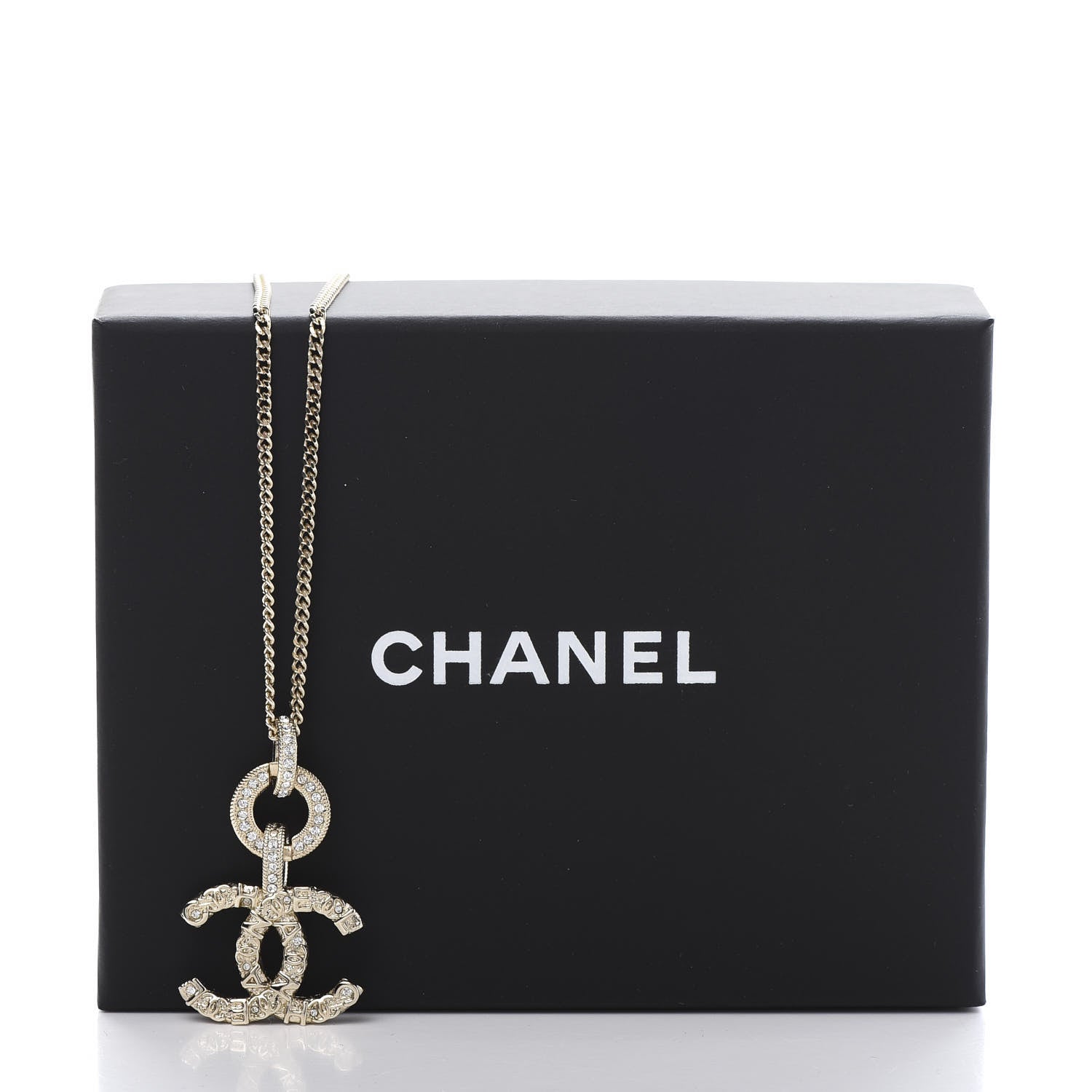 Chanel Crystal CC Logo Pendant Necklace Gold 6 of 6