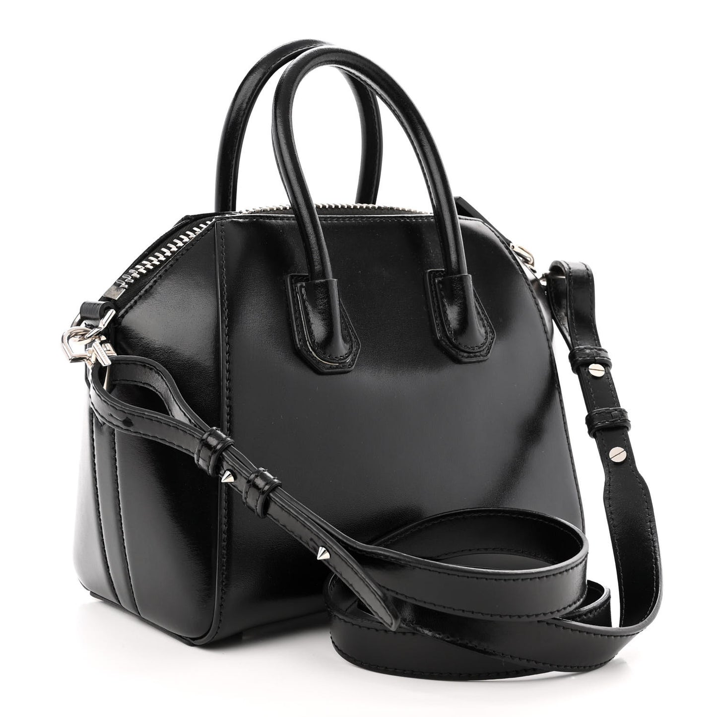 Shiny Lord Calfskin Mini Antigona Black