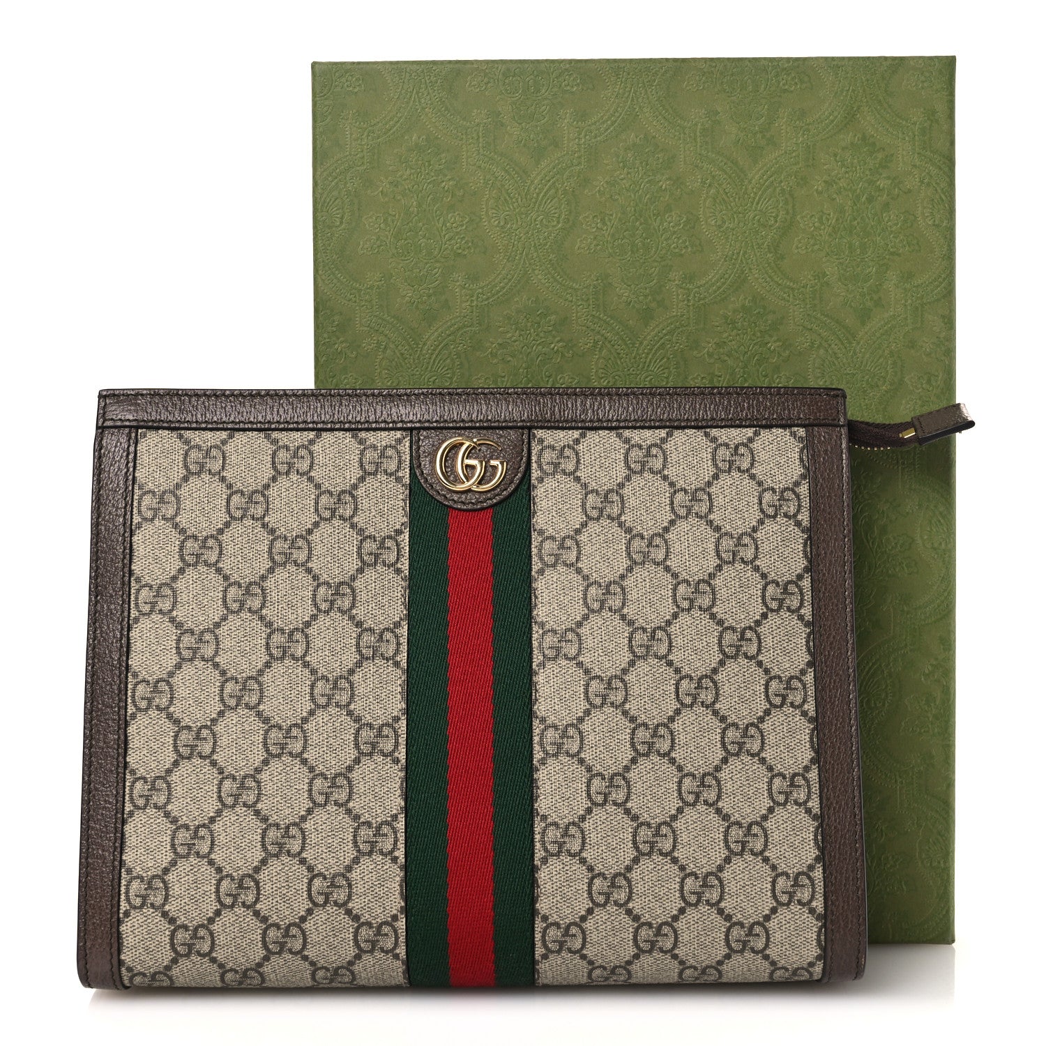 GUCCI ポチ袋 Gucci GG Supreme Monogram Web Ophidia Pouch Brown 1868483