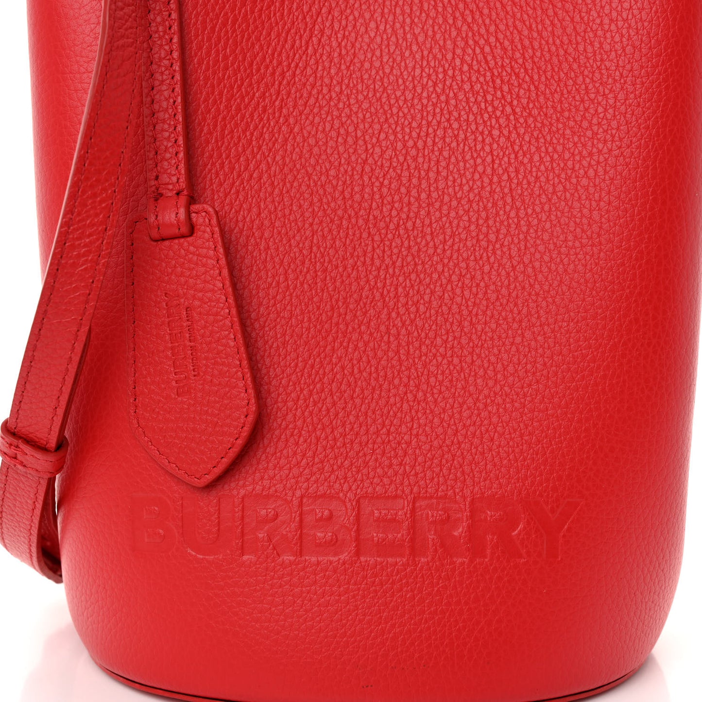 Pebbled Calfskin Logo Small Lorne Bucket Crossbody Red