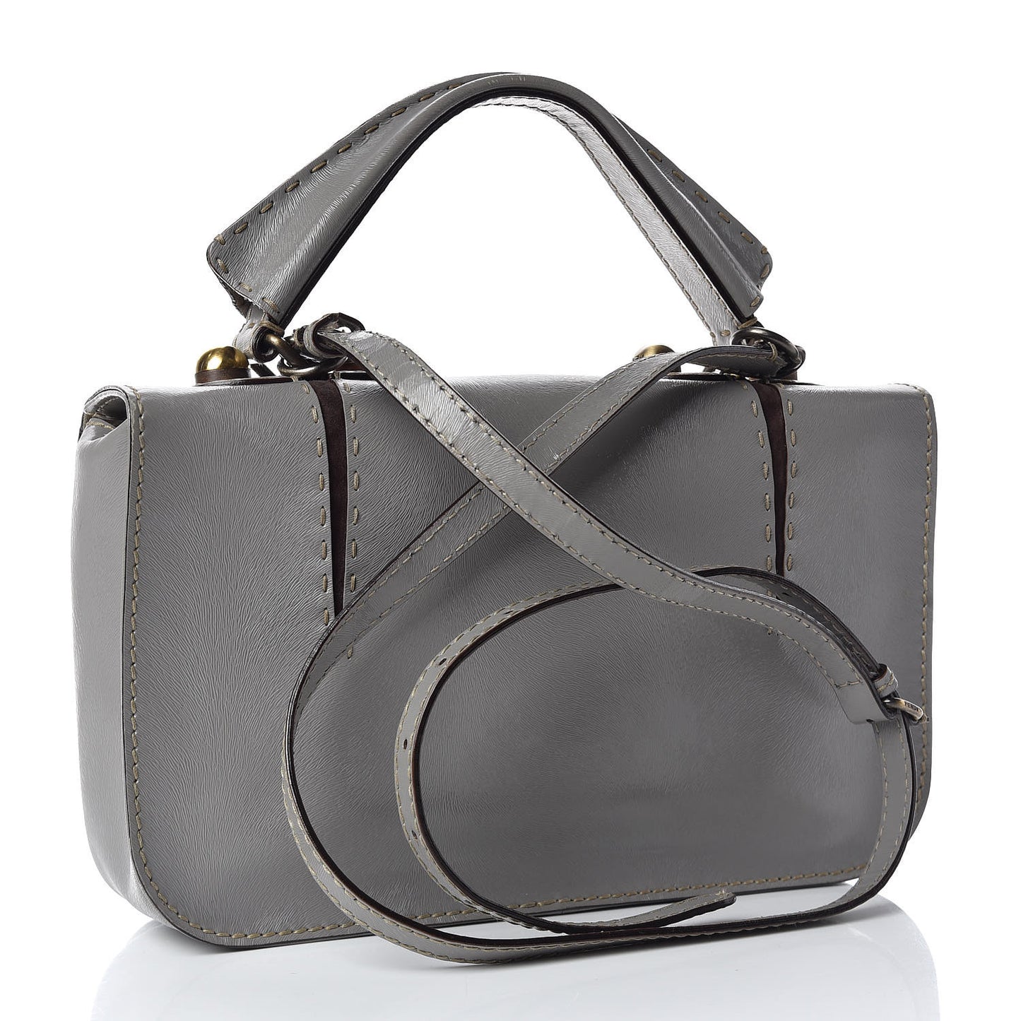 Glazed Calfskin Secret Code Satchel Grey