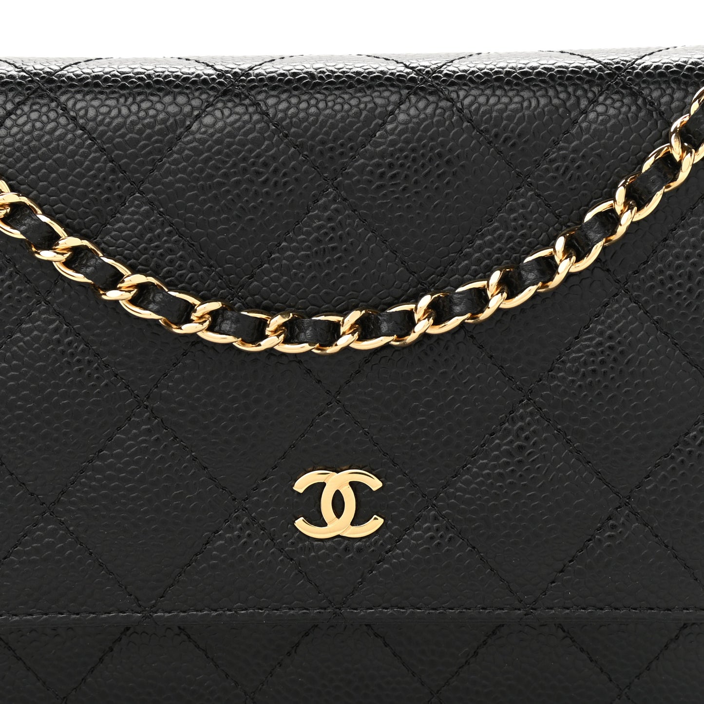 Caviar Quilted Wallet On Chain WOC Black