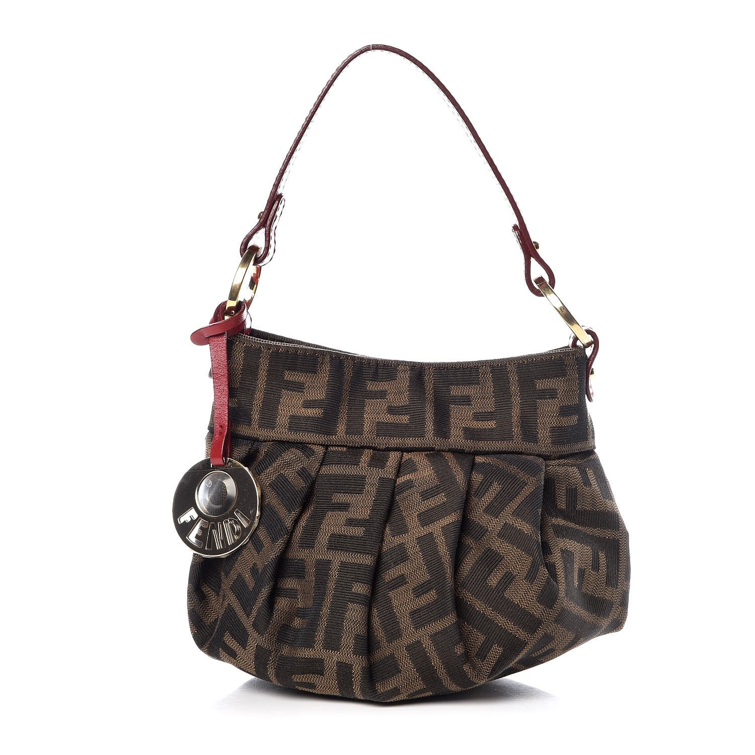 Fendi Zucca Cuoio Lucido Mini Chef Hobo Tobacco Rosso Scuro 1 of 7