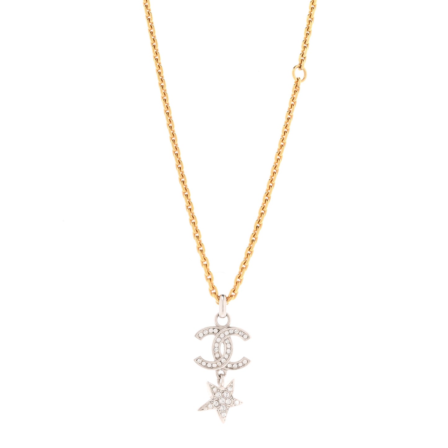 Crystal Star CC Pendant Necklace Silver Gold