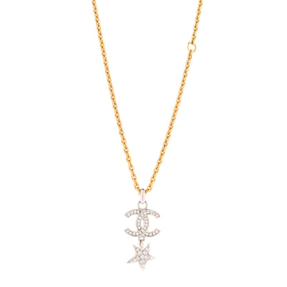 Chanel Crystal Star CC Pendant Necklace Silver Gold 4 of 6