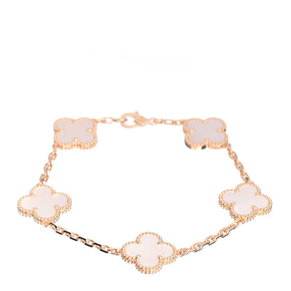Van Cleef & Arpels 18K Yellow Gold Mother of Pearl 5 Motifs Vintage Alhambra Bracelet 1 of 5