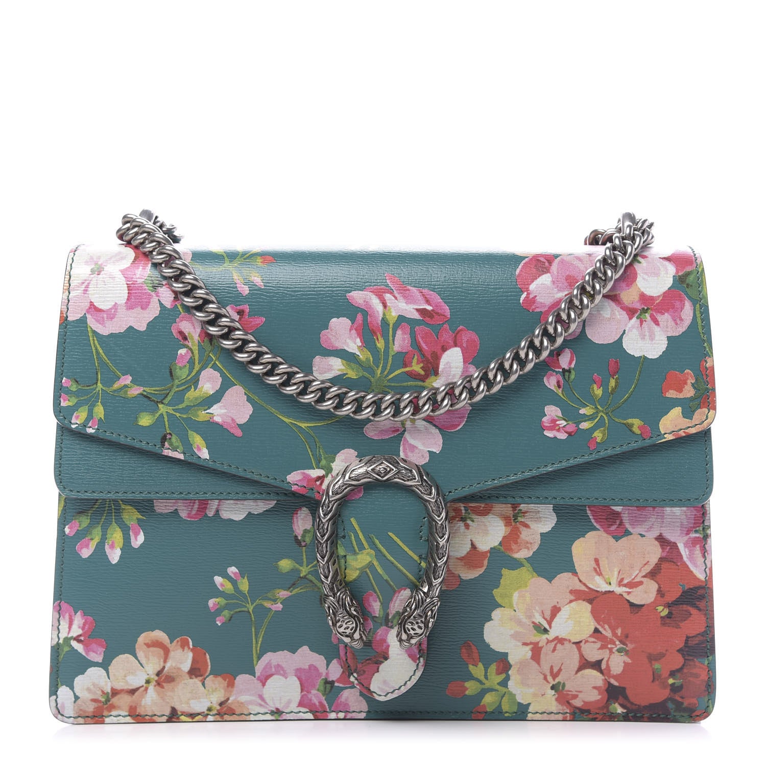 Gucci Calfskin Blooms Print Medium Dionysus Shoulder Bag Bright Emerald Multicolor 1 of 10